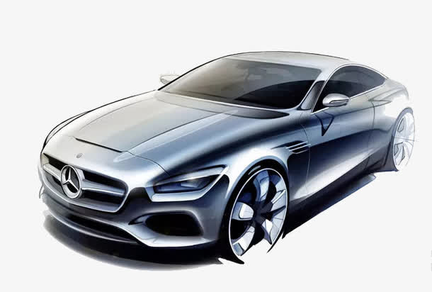 奔驰手绘汽车免抠