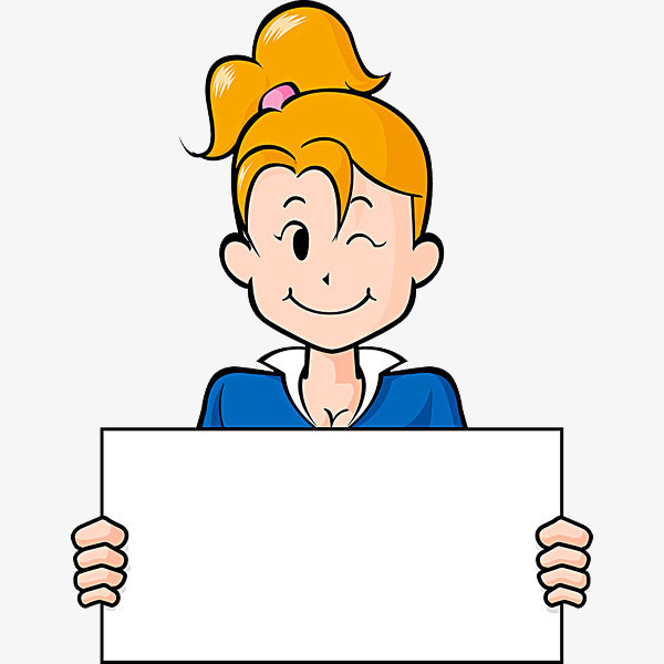 拿着白色牌子的女人免抠