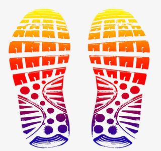 彩色鞋子印记免抠