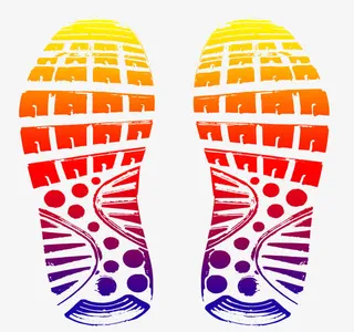 彩色鞋子印记免抠