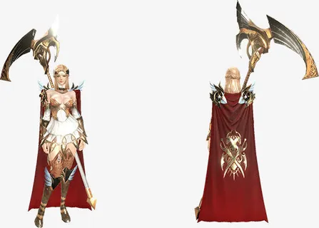 手绘红色战袍的美女人物免抠