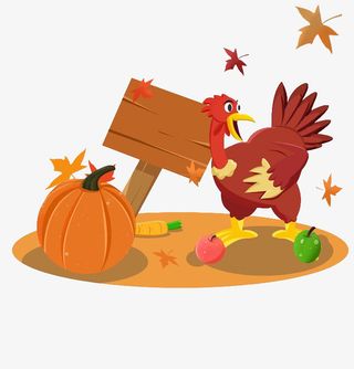 卡通火鸡南瓜感恩节节日节气元素免抠