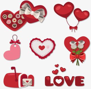 矢量手绘情人节礼物免抠