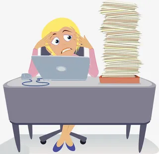 插图面对工作着急抓头的女孩免抠