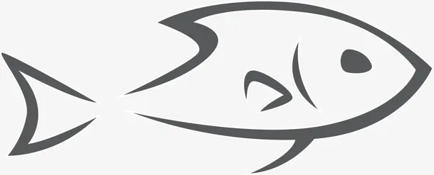 黑色线条海底小鱼免抠