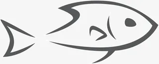 黑色线条海底小鱼免抠