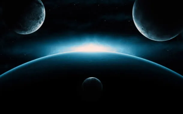 蓝色星空星球海报背景素材