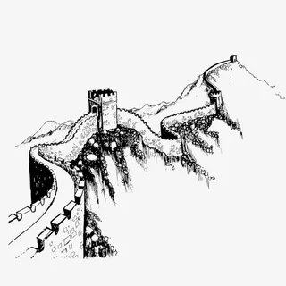 黑白长城素材免抠