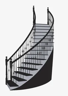 手绘复古风楼梯间免抠