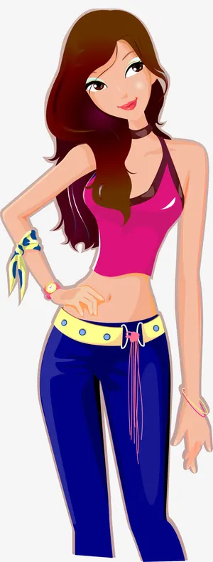 矢量的卡通时尚美女免抠