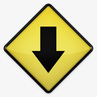 箭头下来黄色道路标志图标免抠