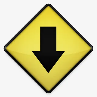 箭头下来黄色道路标志图标免抠