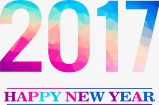 低多边形炫彩2017艺术字免抠