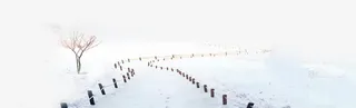简约雪中小路免抠