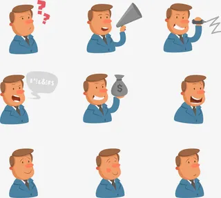 9个ppt商务小人免费素材免抠