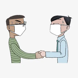 两个戴口罩的男士免抠