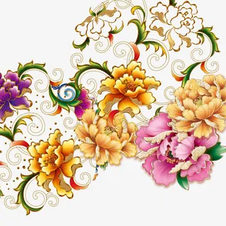 中国风金边牡丹矢量图免抠