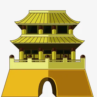 卡通中国建筑免抠