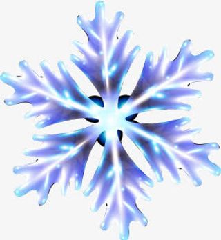 单个雪花美景蓝色免抠
