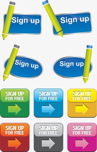 网页注册标签按钮矢量图免抠