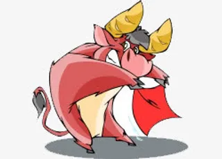 卡通手绘拿着红布的牛免抠