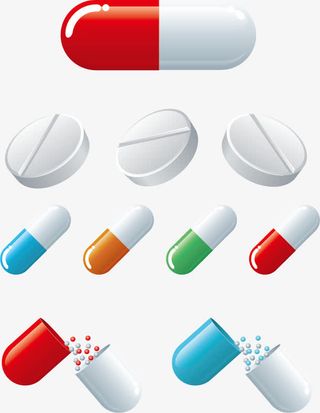 手绘扁平化药片胶囊免抠