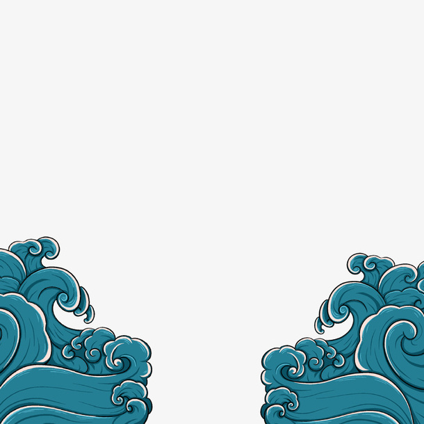 国风手绘海浪元素免抠漂浮其他元素