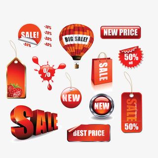 销售 折扣 立体字 标签 圆环免抠