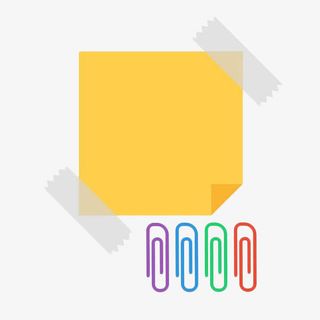 手绘黄色便签胶纸免抠