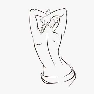 手绘线稿少女背部曲线免抠