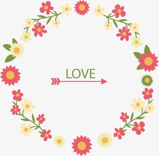 手绘树叶爱心圆环免抠