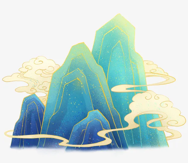 手绘山，中国元素免抠