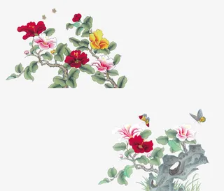中国风花鸟素材免抠