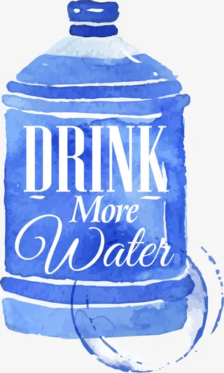 手绘蓝色水桶图案免抠