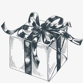 手绘黑色礼盒素描免抠