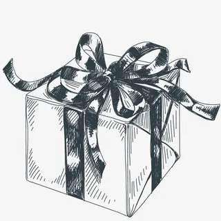 手绘黑色礼盒素描免抠