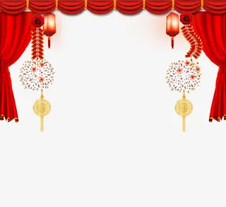红色新春帷幕装饰背景免抠