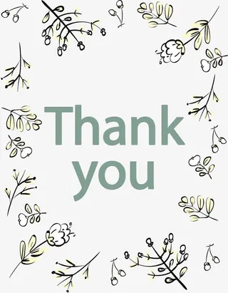 手绘树枝感谢卡免抠