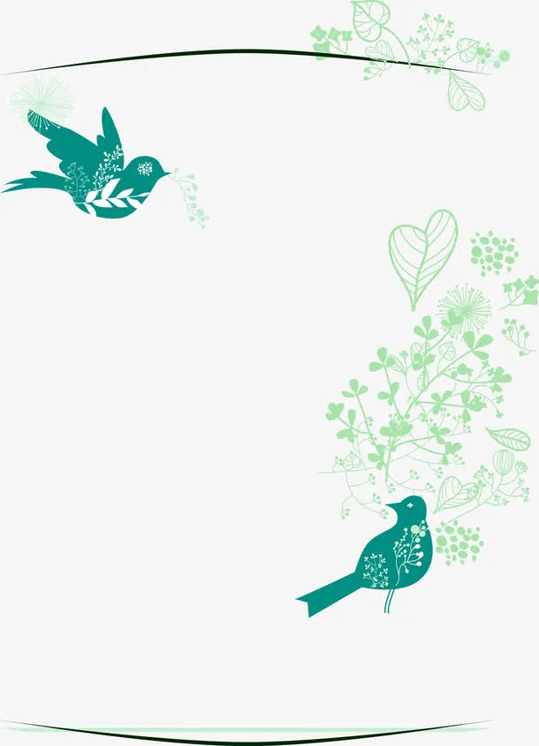 花纹小鸟边框边角装饰免抠