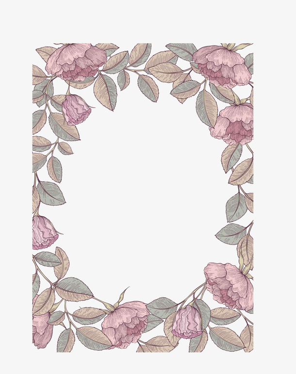 紫色线条花朵框架免抠