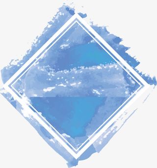 创意水彩蓝色标签装饰插画免抠