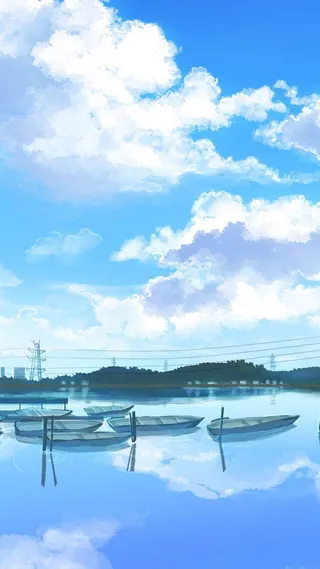 手绘蓝天白云H5背景素材高清