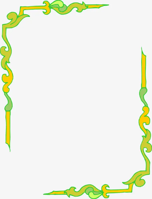 绿花纹简约边框免抠