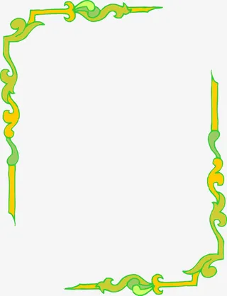 绿花纹简约边框免抠