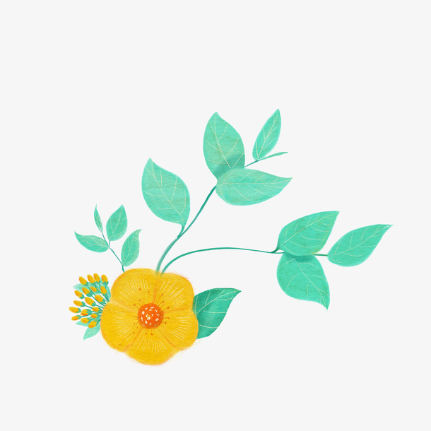 彩色春季花卉叶子1免抠