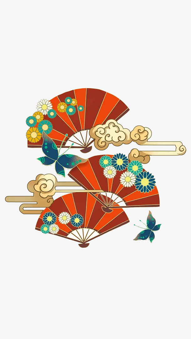 中国风扇子元素免抠