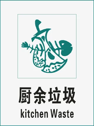 厨余垃圾标示免抠标签元素