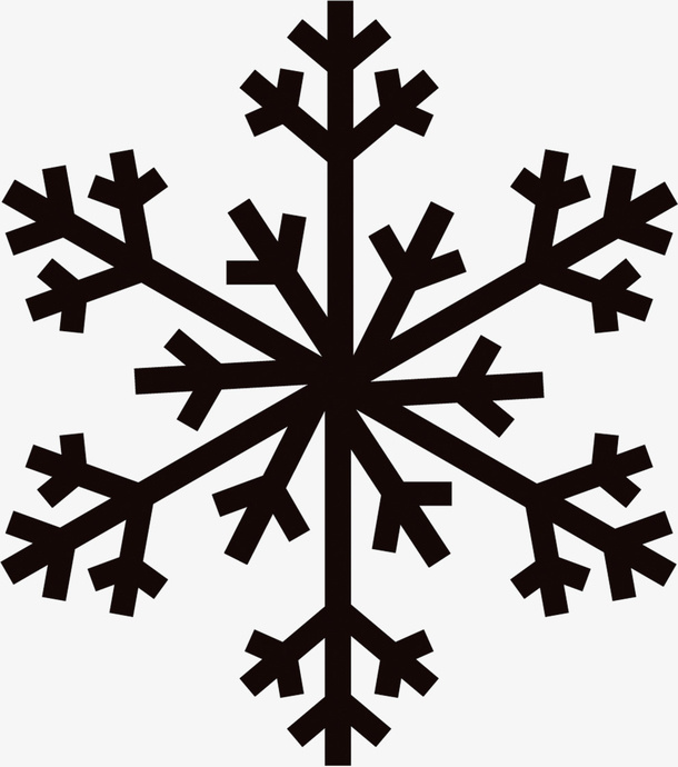 黑色线条雪花装饰免抠