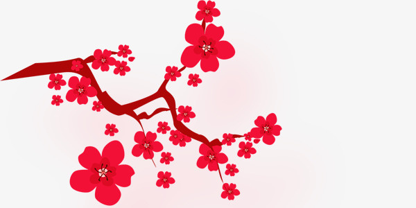 卡通矢量红色梅花素材免抠