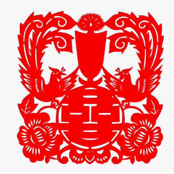 红色剪纸喜庆图案免抠